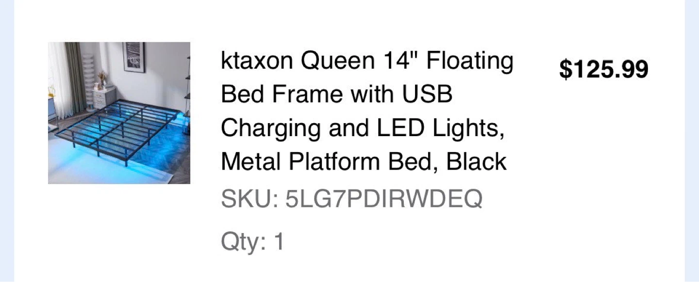 Lktaxon Queen 14" Floating Bed Frame with LED Lights - photo 2