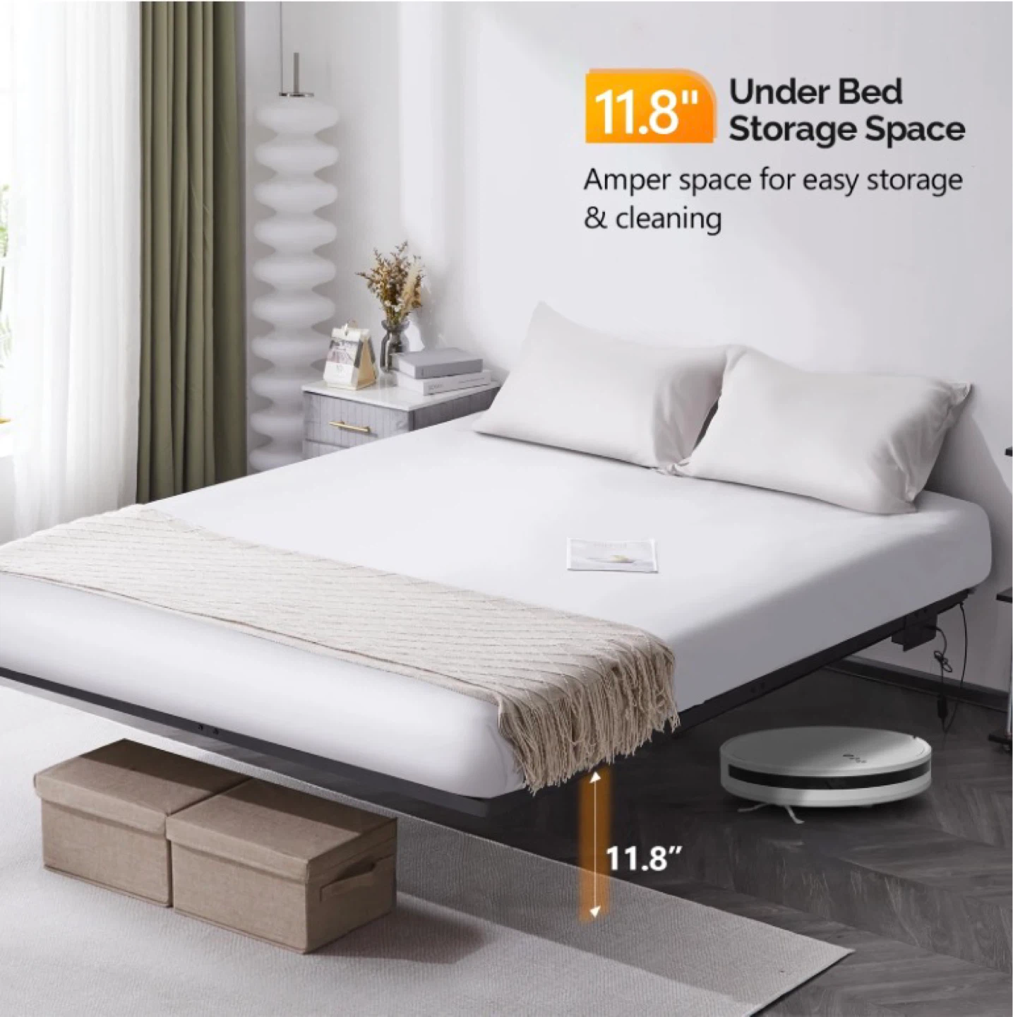Lktaxon Queen 14" Floating Bed Frame with LED Lights