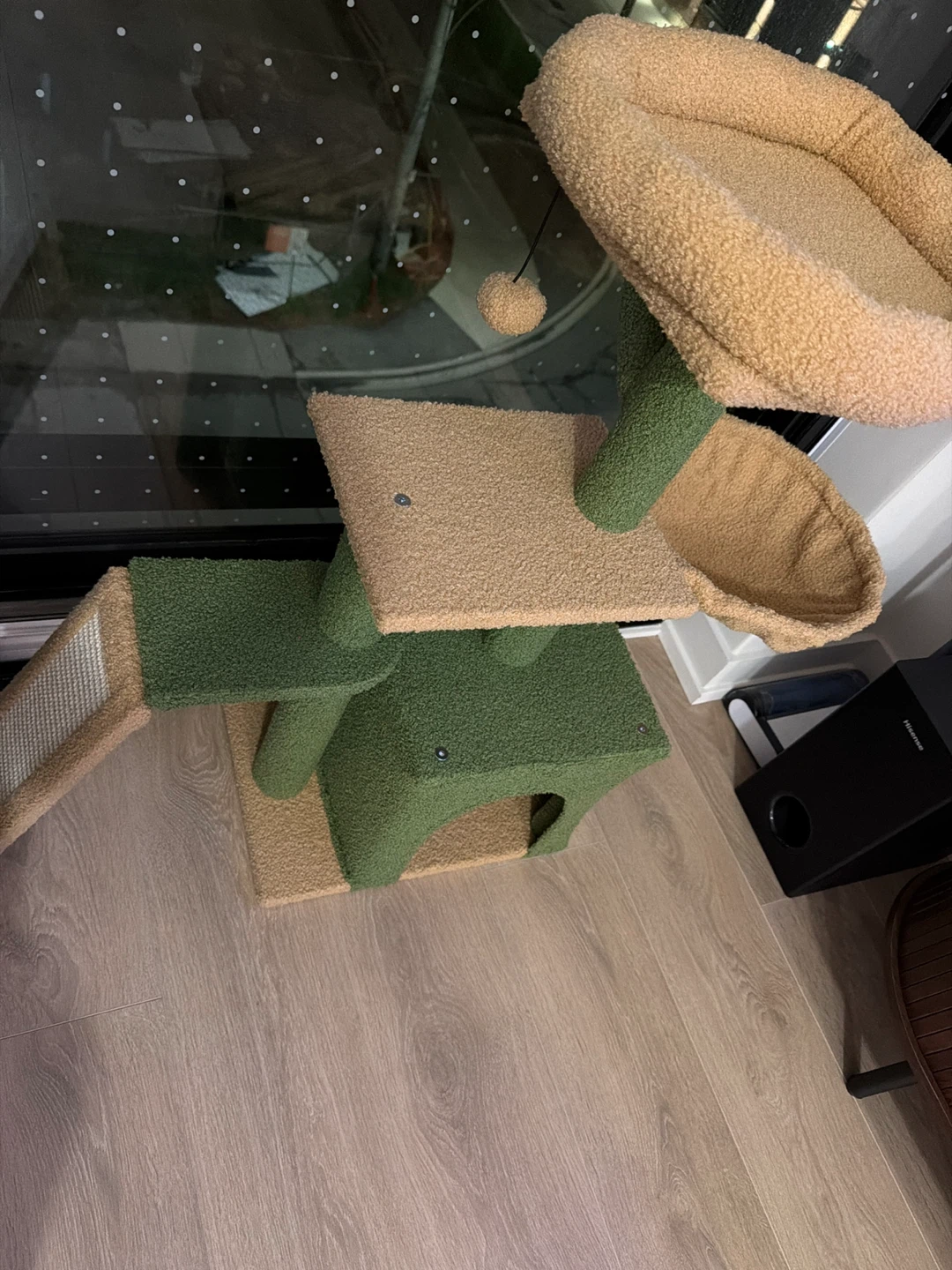 New - Green & Tan Cat Tree Condo with Hammock and Scratch Ramp - photo 2