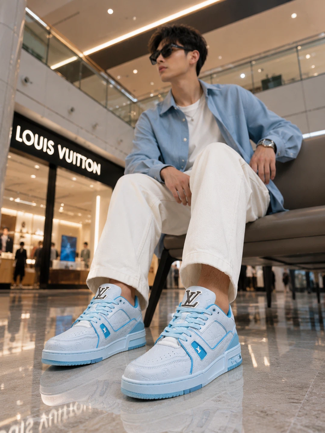 Louis Vuitton LV Trainer Sneakers Light Blue