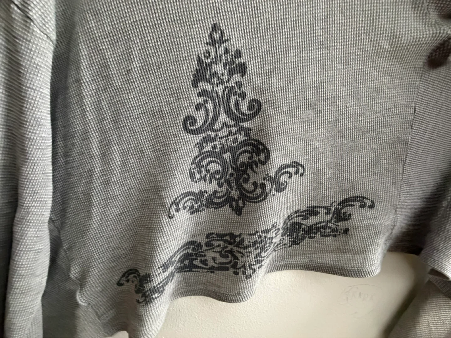 Grey Long Sleeve Thin Hoodie with long straps at the sides - photo 3