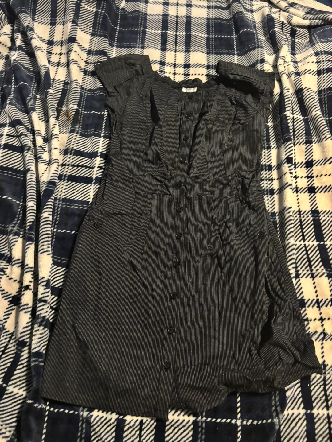 Dynamite Pinstripe Button-Up Dress
