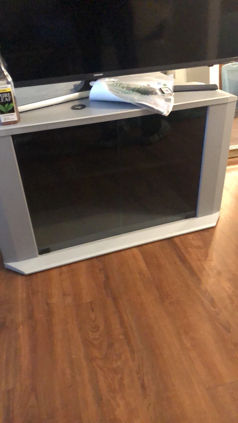 Grey TV Stand with Glass Door