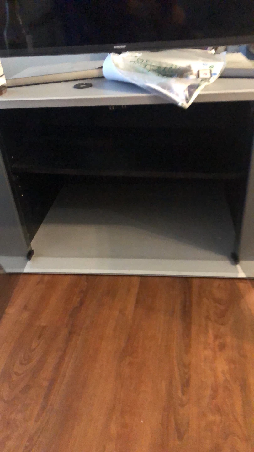 Grey TV Stand with Glass Door - photo 2