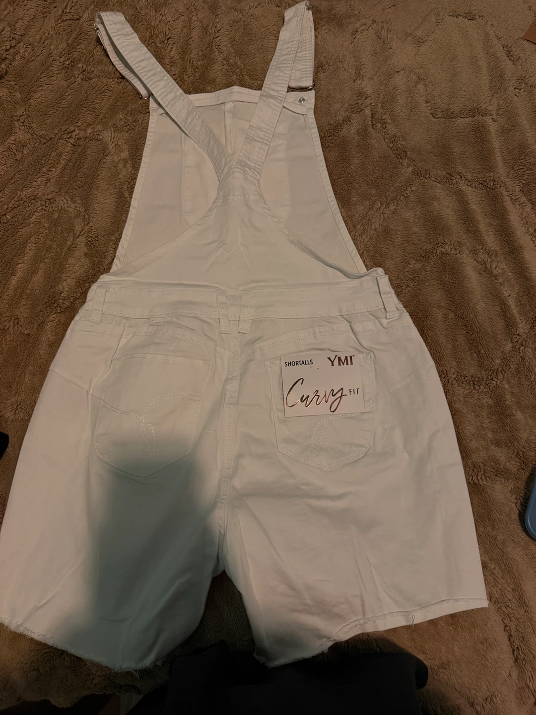 Fashion Nova White Denim Overall Shorts - photo 2