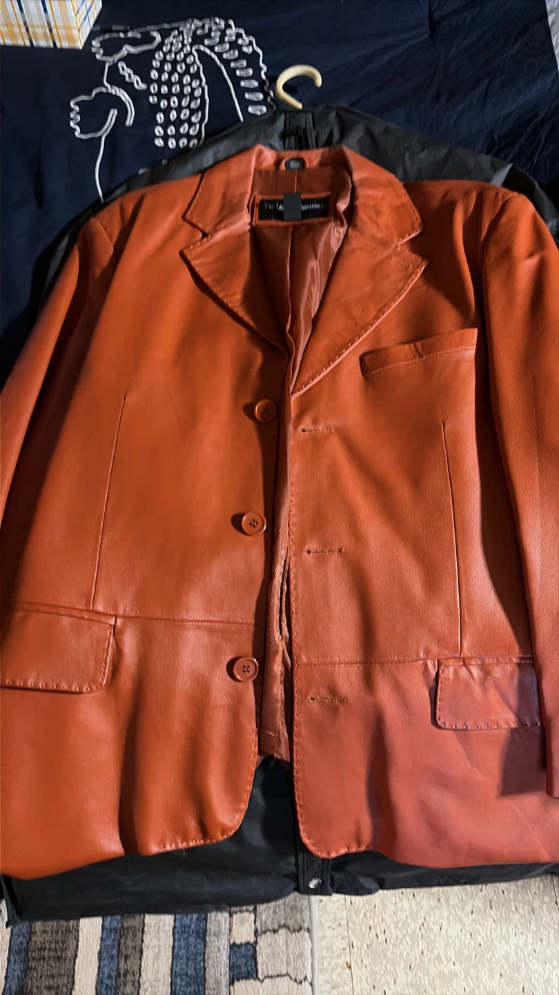 The Leather Company Orange Leather Blazer Jacket 2XL