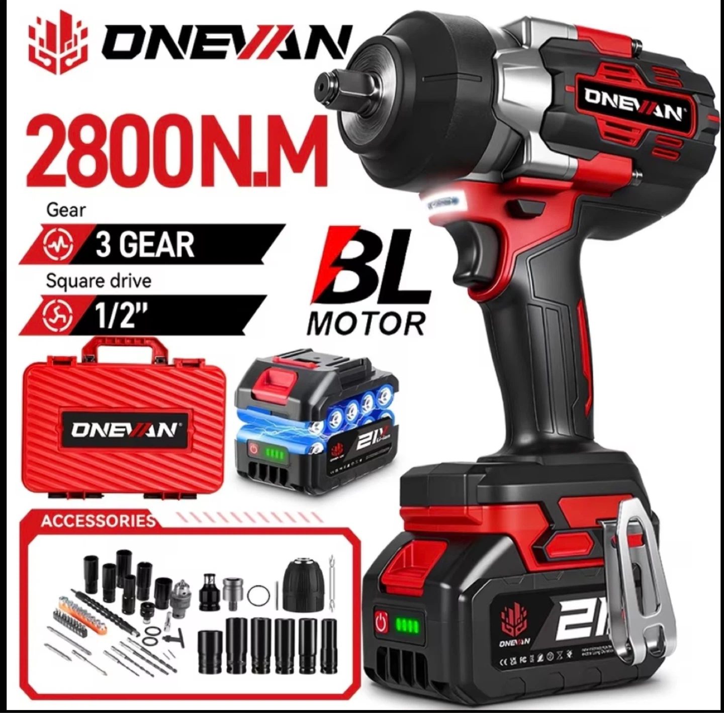 Cordless Impact Wrench Kit 2800N.M - photo 3