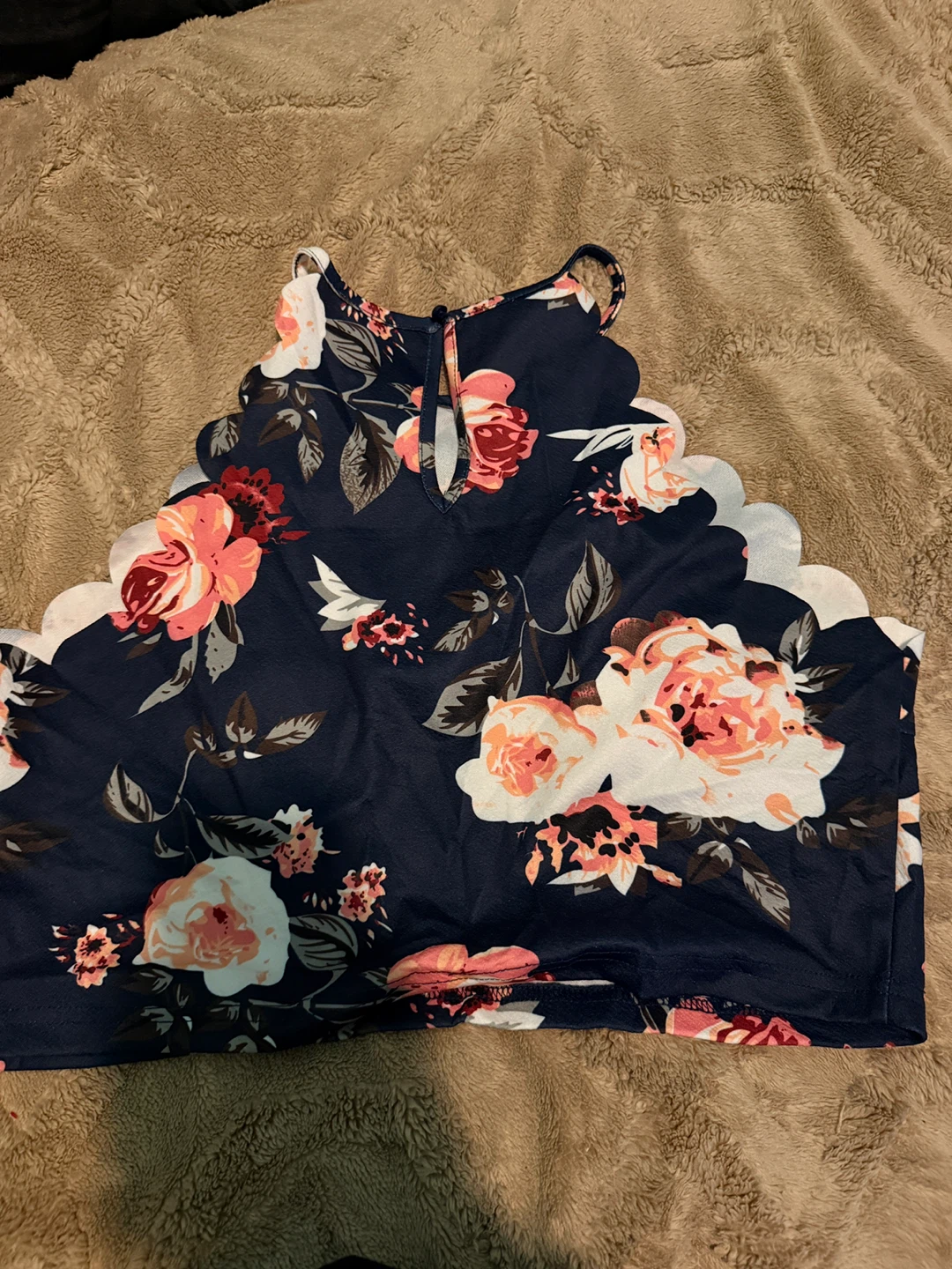 Floral Print Scalloped Hem Crop Top - photo 2