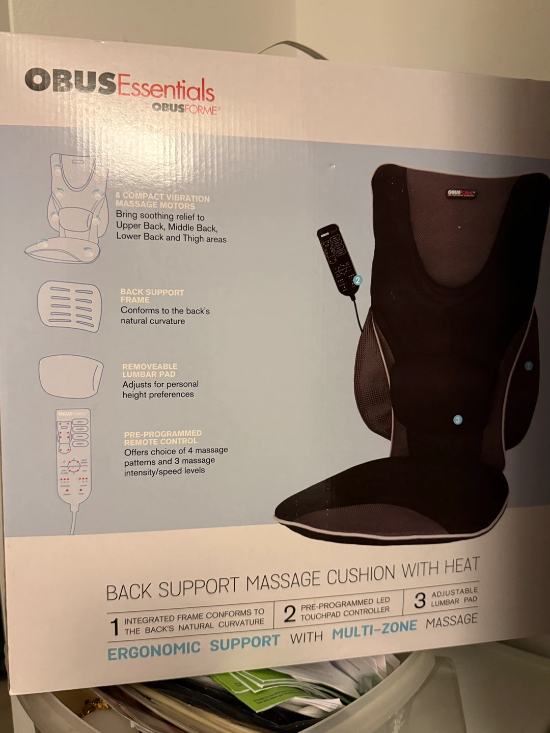 OBUS Forme Back Support Massage Cushion with Heat