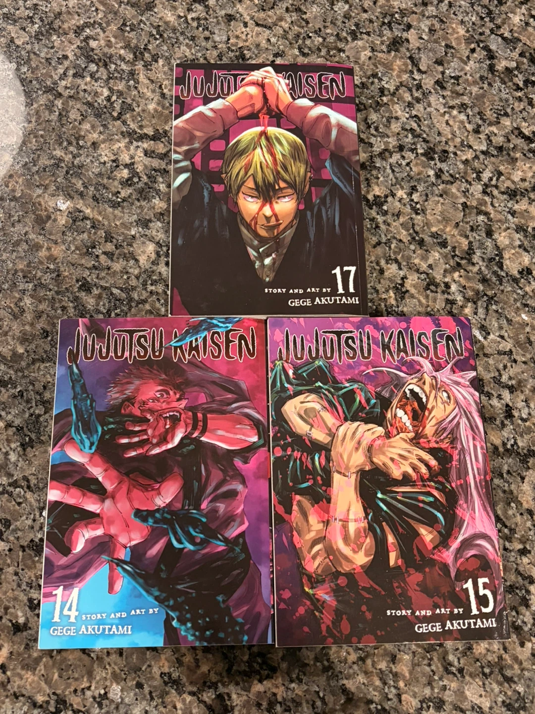 Jujutsu Kaisen Manga Volumes 14, 15, and 17