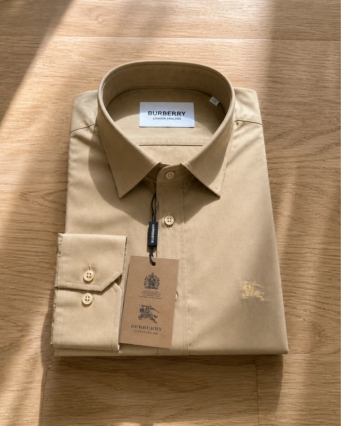 Burberry London England Men's Long Sleeve Dress Shirt - Tan