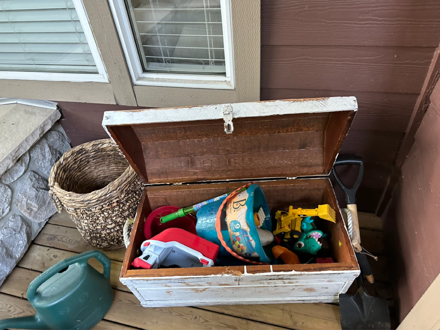 Rustic White Toy Chest with Lid - photo 2