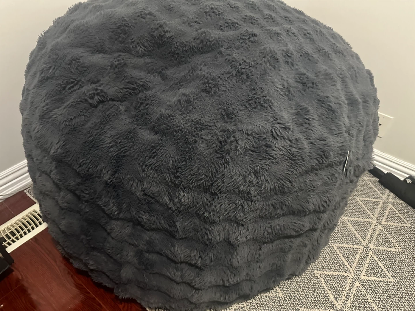 Big  Bean Bag Chair - Dark Grey Faux Fur