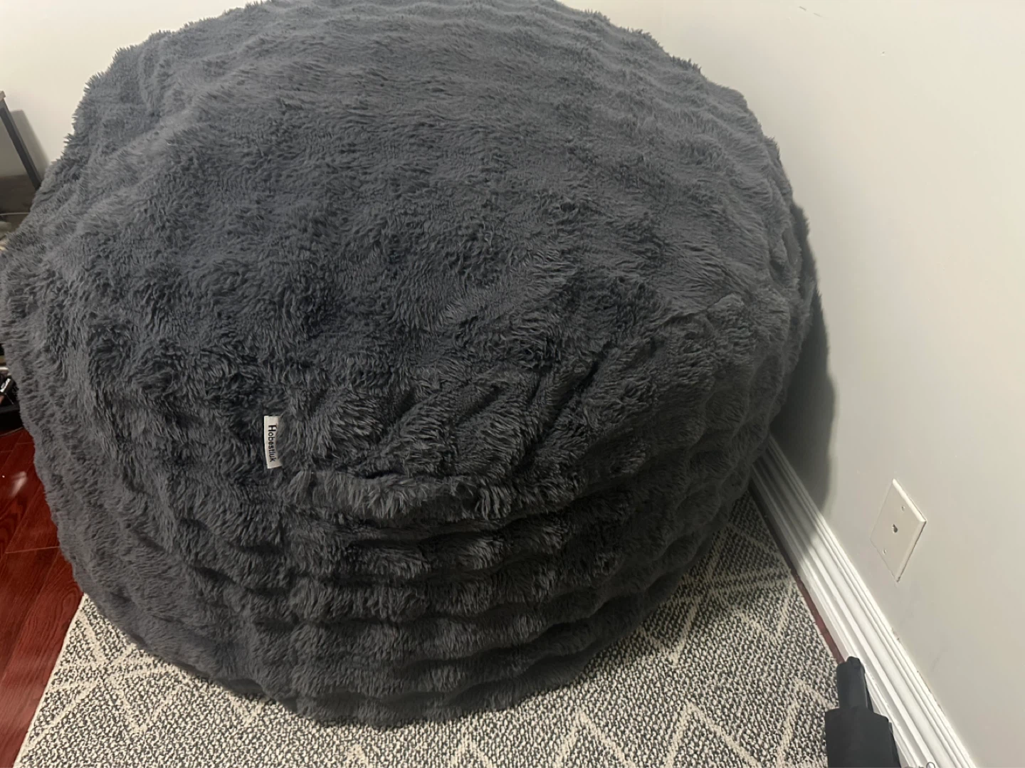 Big  Bean Bag Chair - Dark Grey Faux Fur - photo 2
