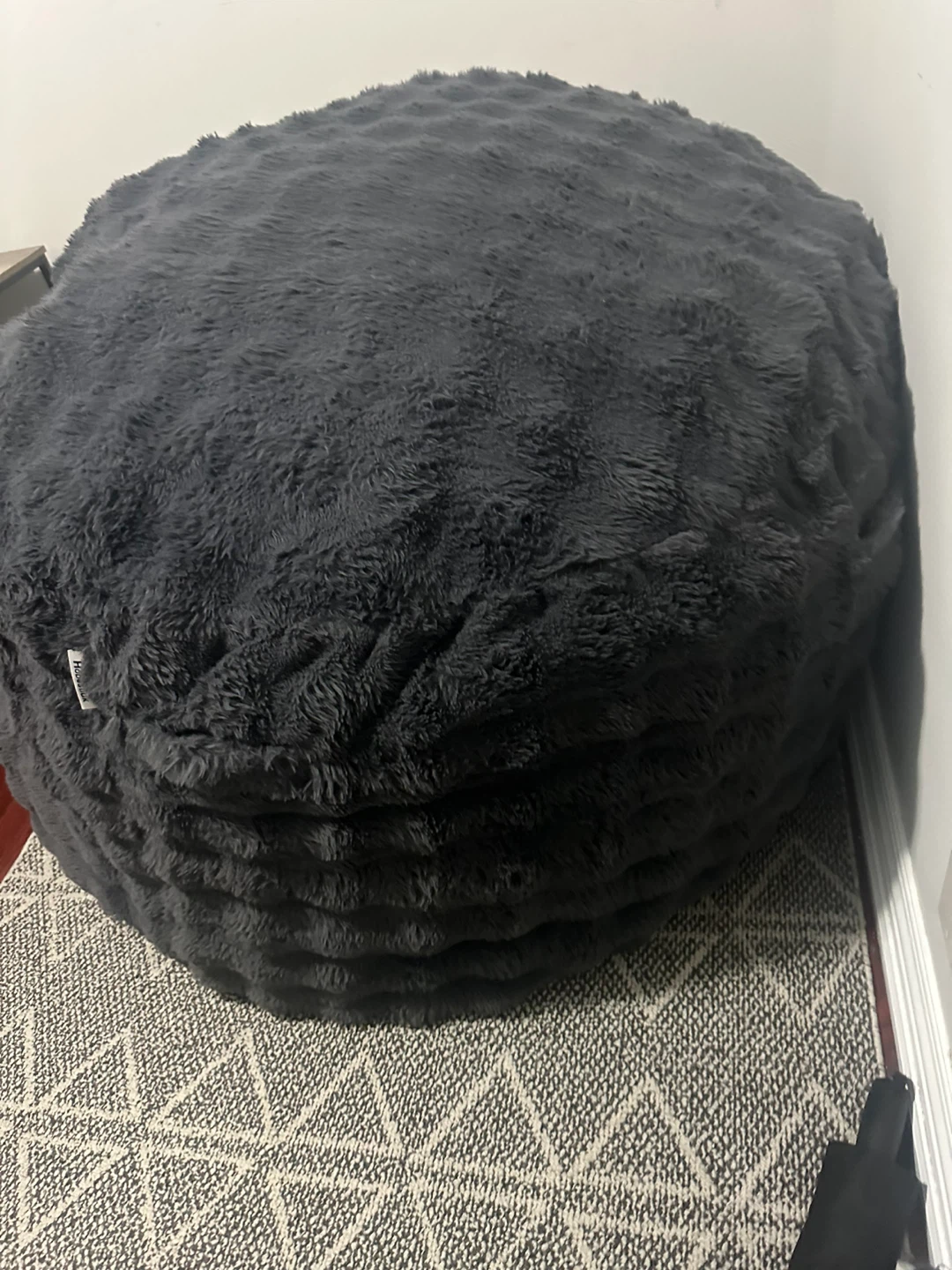 Big  Bean Bag Chair - Dark Grey Faux Fur - photo 3