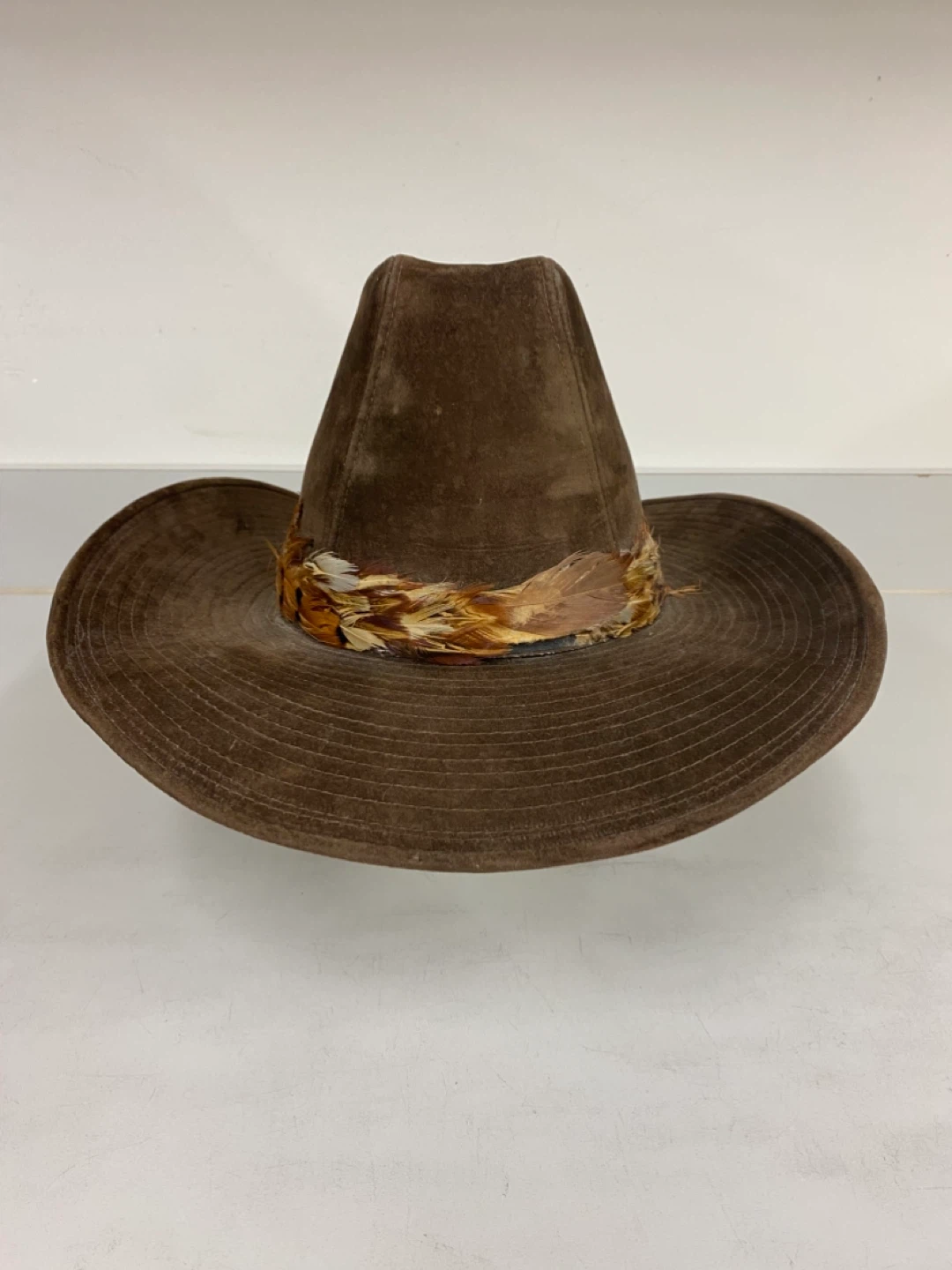 Vintage Lanning Western Cowboy Hat with Feather Band Size - L