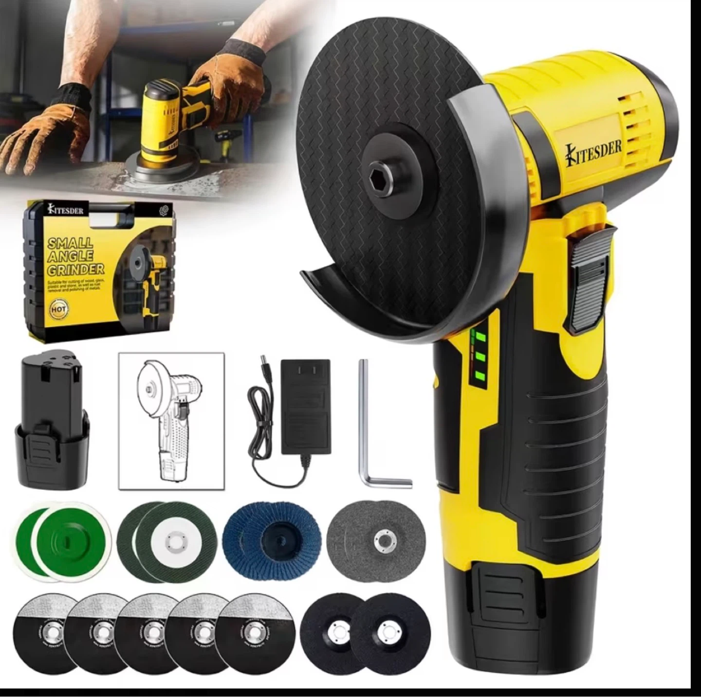 Angle mini Grinder Kit with Accessories - photo 2