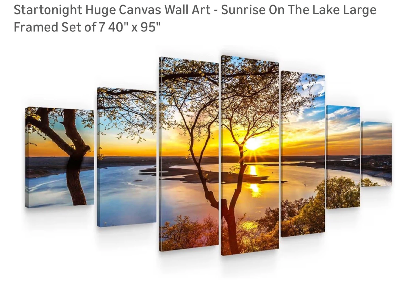 Startonight Huge Canvas Wall Art - Sunrise On The Lake Set