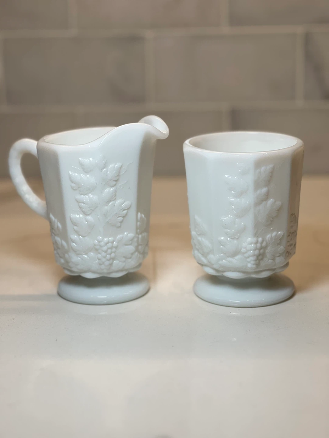 Vintage Westmoreland Glass Sugar Bowl & Creamer Set