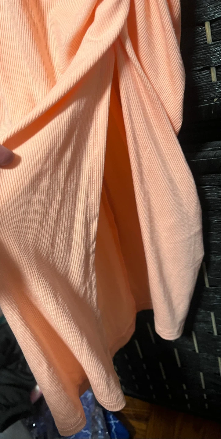 Coral One Shoulder Ruched Midi Dress - photo 2