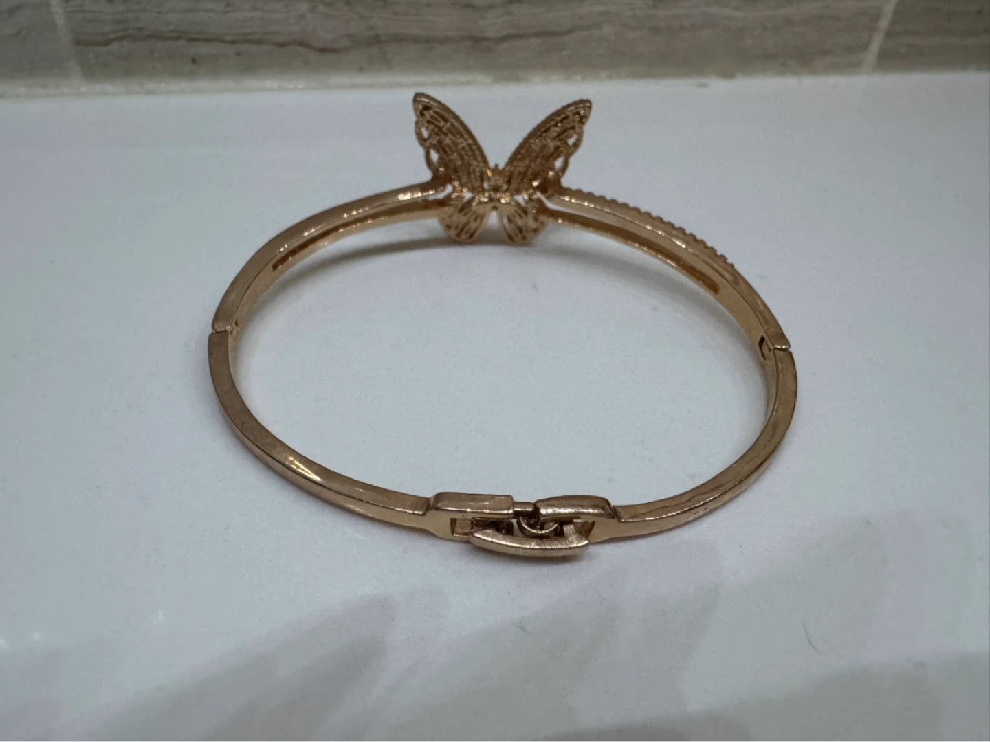 Gold tone butterfly bangle bracelet - photo 3