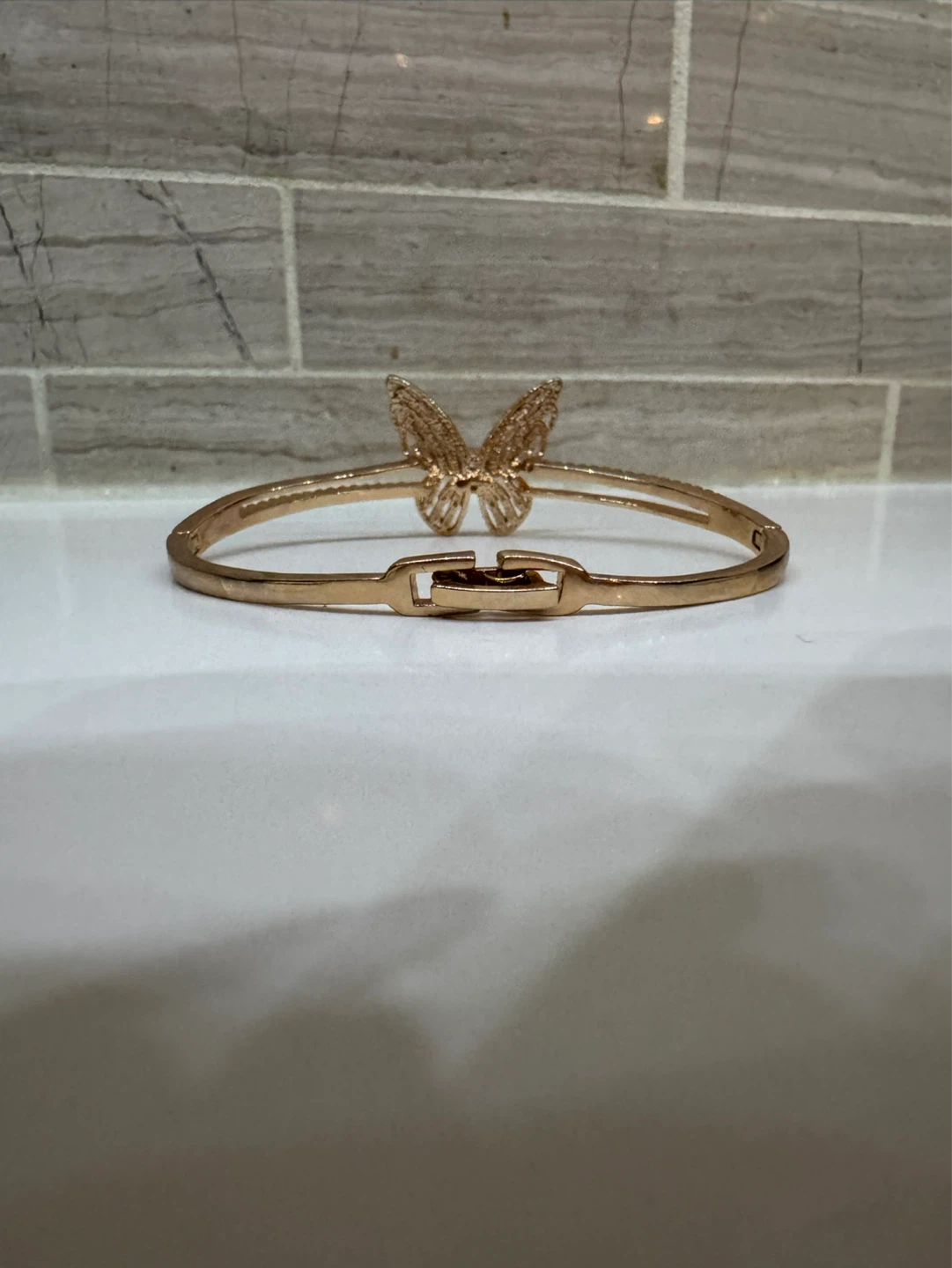 Gold tone butterfly bangle bracelet - photo 2