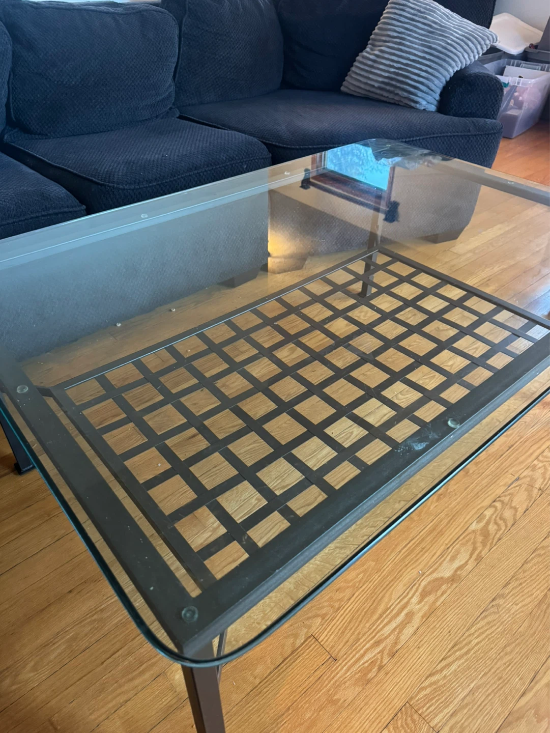 Glass Top Coffee Table with Metal Frame