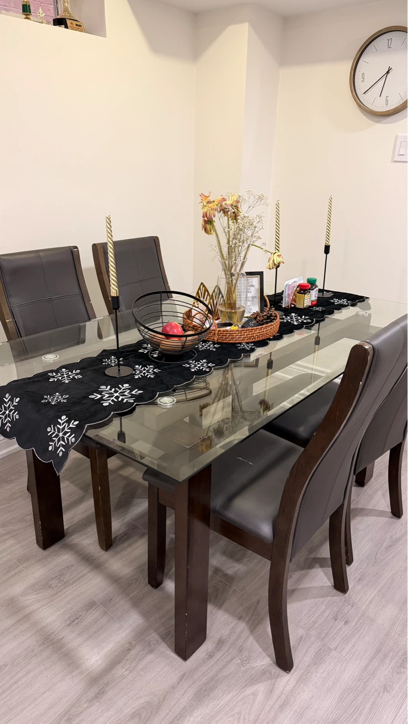 Glass Top Dining Table with 4 Chairs