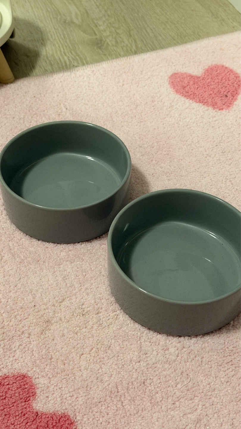 Set of 2 Grey Pet Bowls