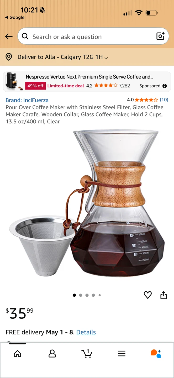 Pour Over Coffee Maker with Stainless Steel Filter - photo 4