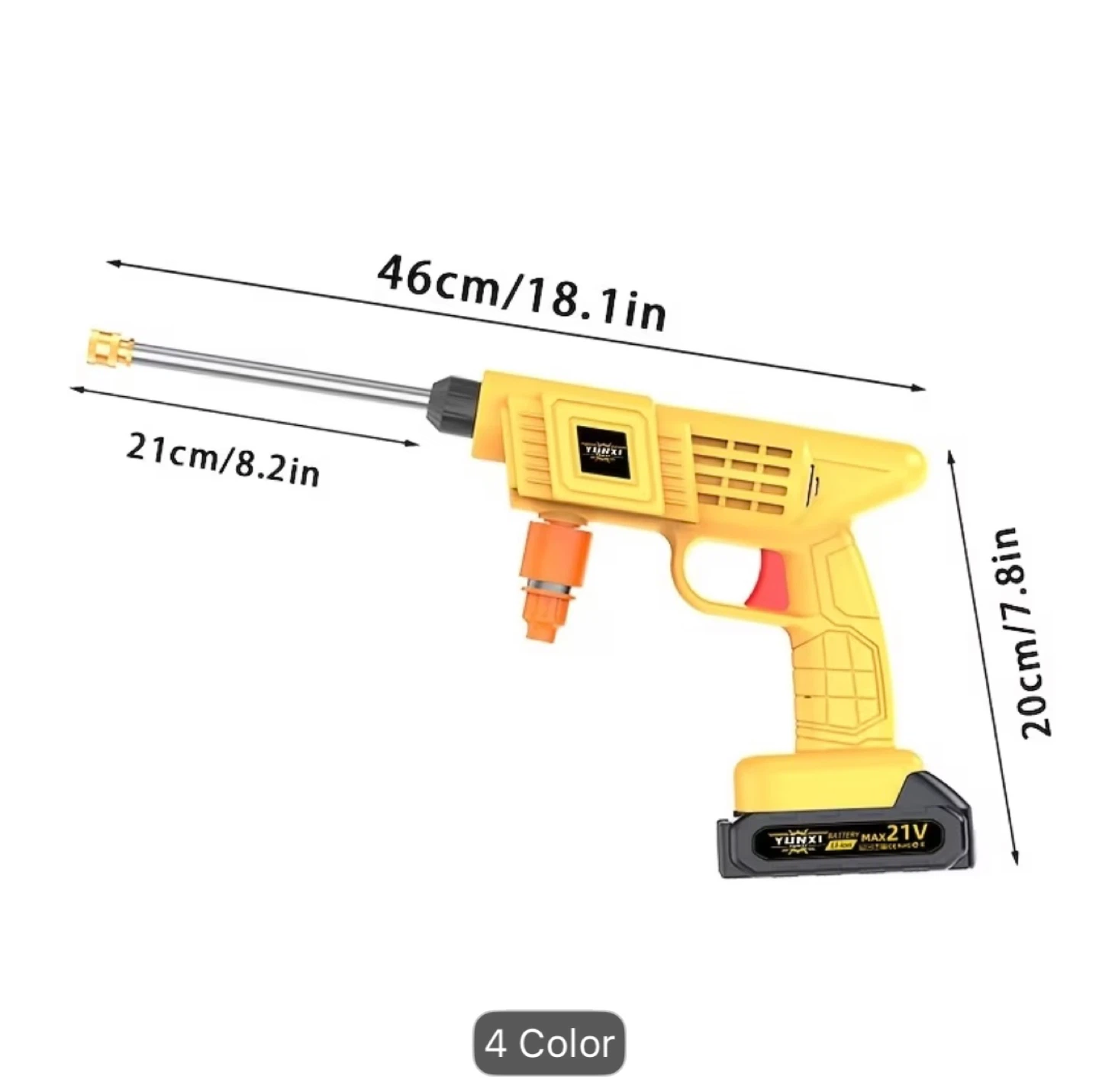 Yellow Cordless Pressure Washer with 2 Batteries and Tool Box - photo 3