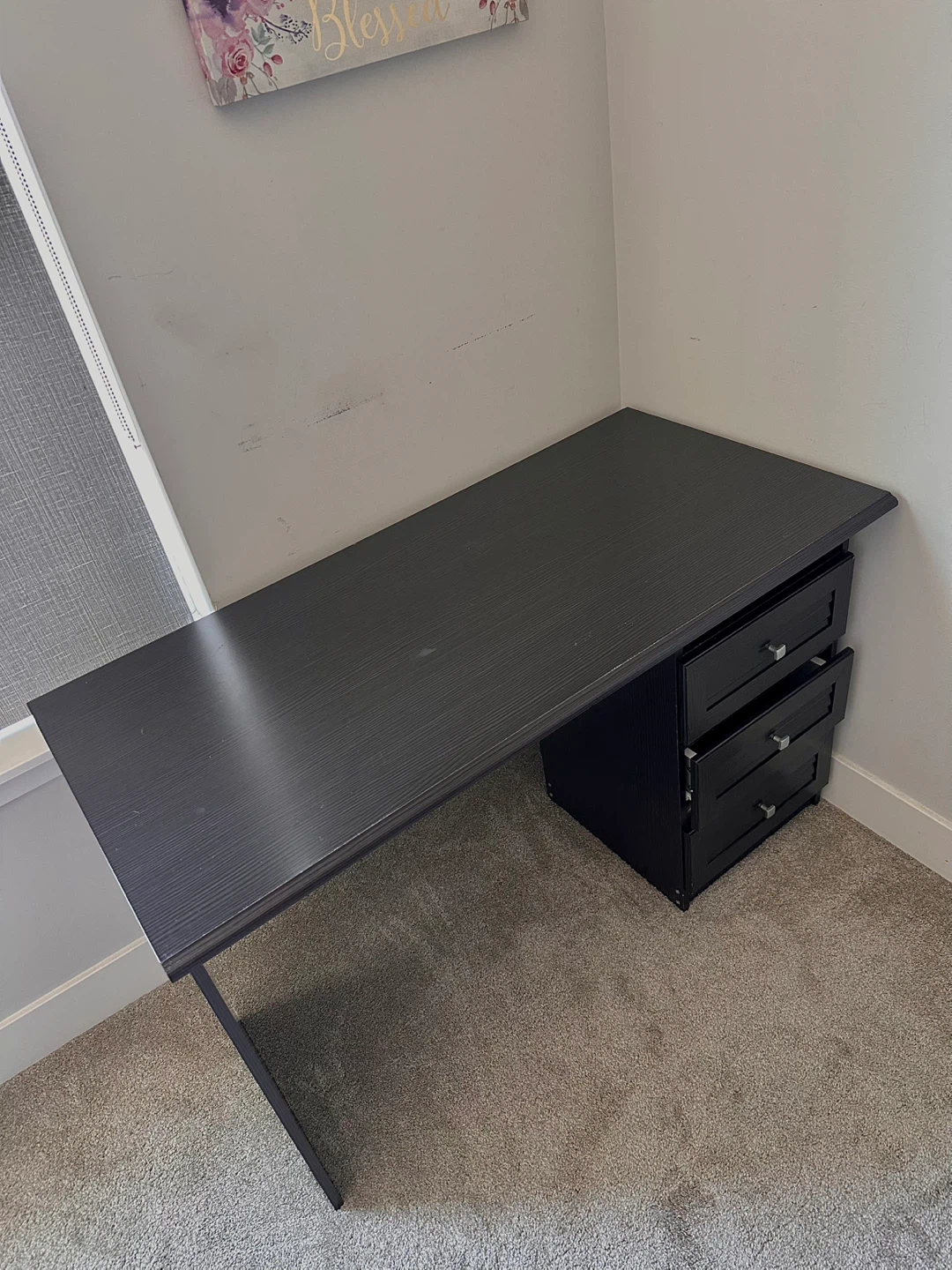 Dark Brown Desk with Drawers - 50 inches - photo 3