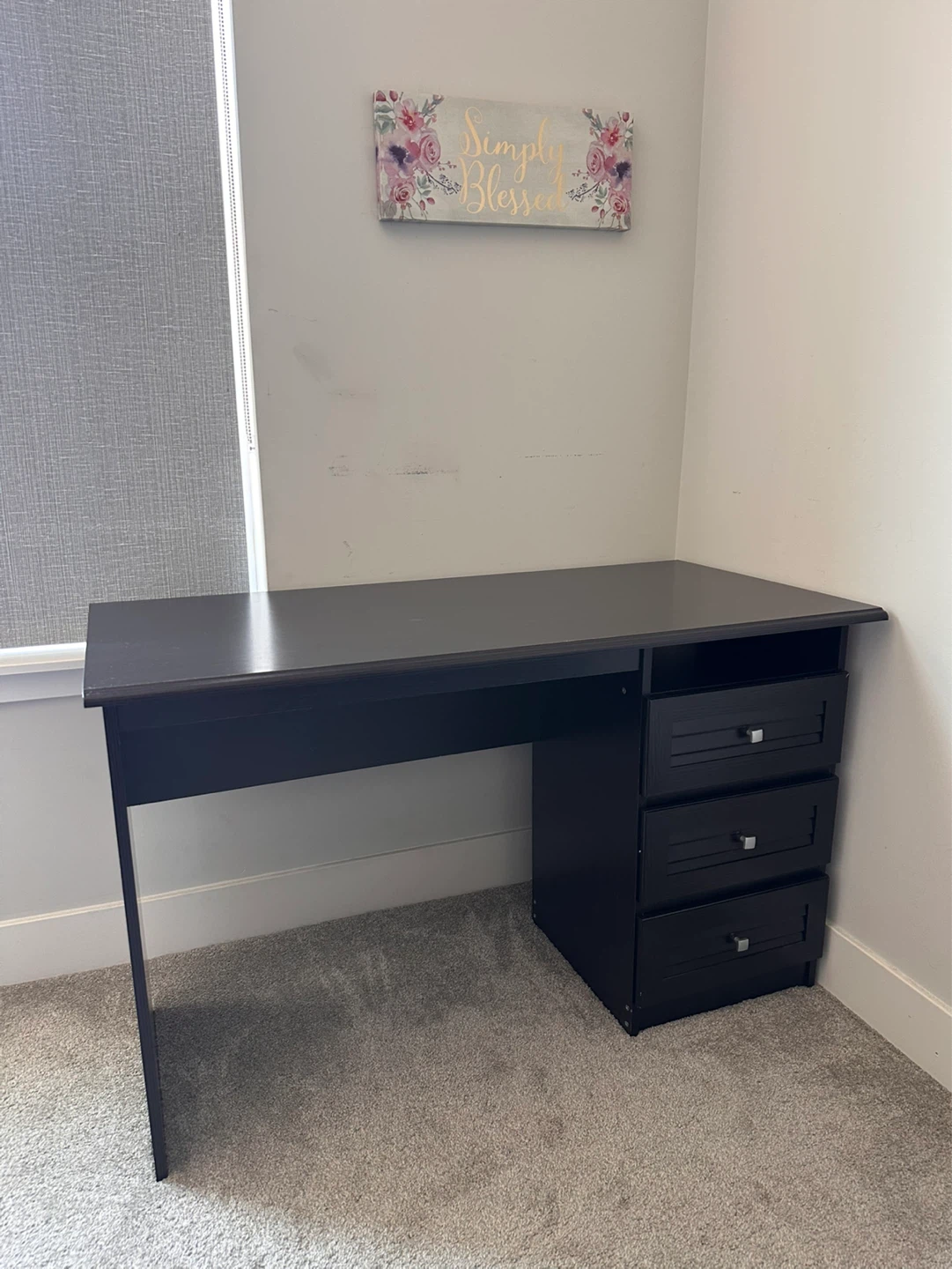 Dark Brown Desk with Drawers - 50 inches