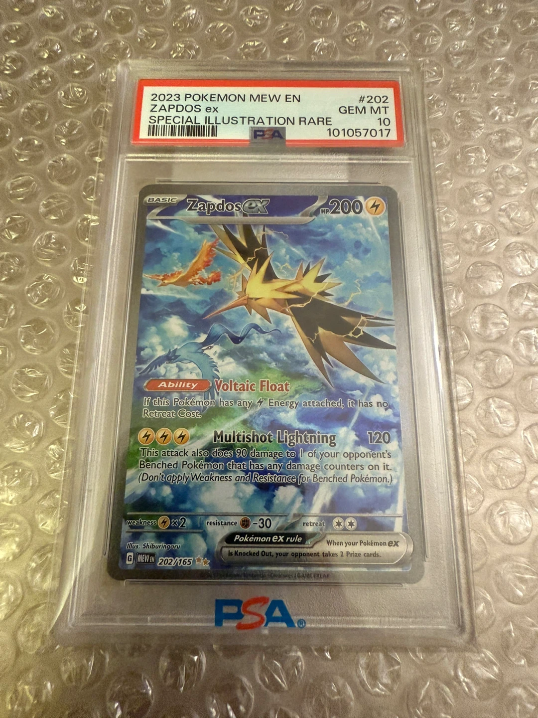 Pokemon Zapdos MEW EX Special Illustration Rare Card 202 PSA 10 - photo 2