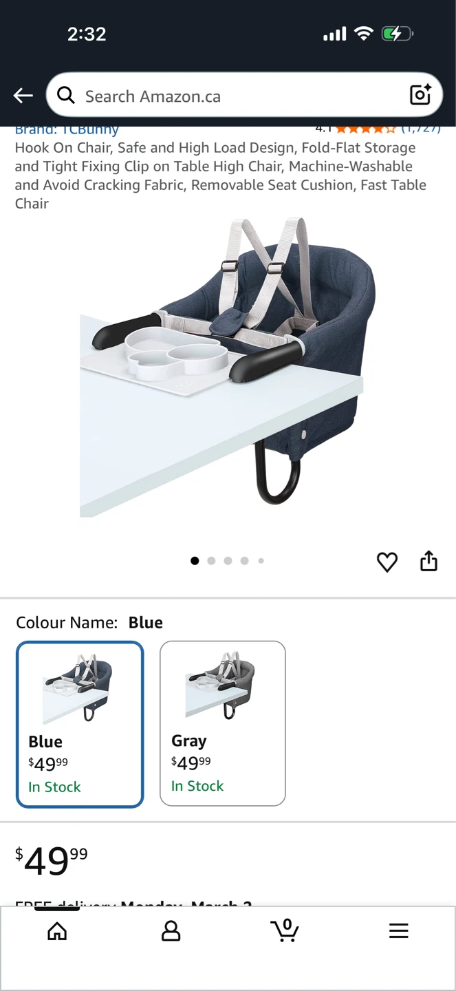 Tcbunny Portable Child Table Clamping High Chair - Blue - photo 4