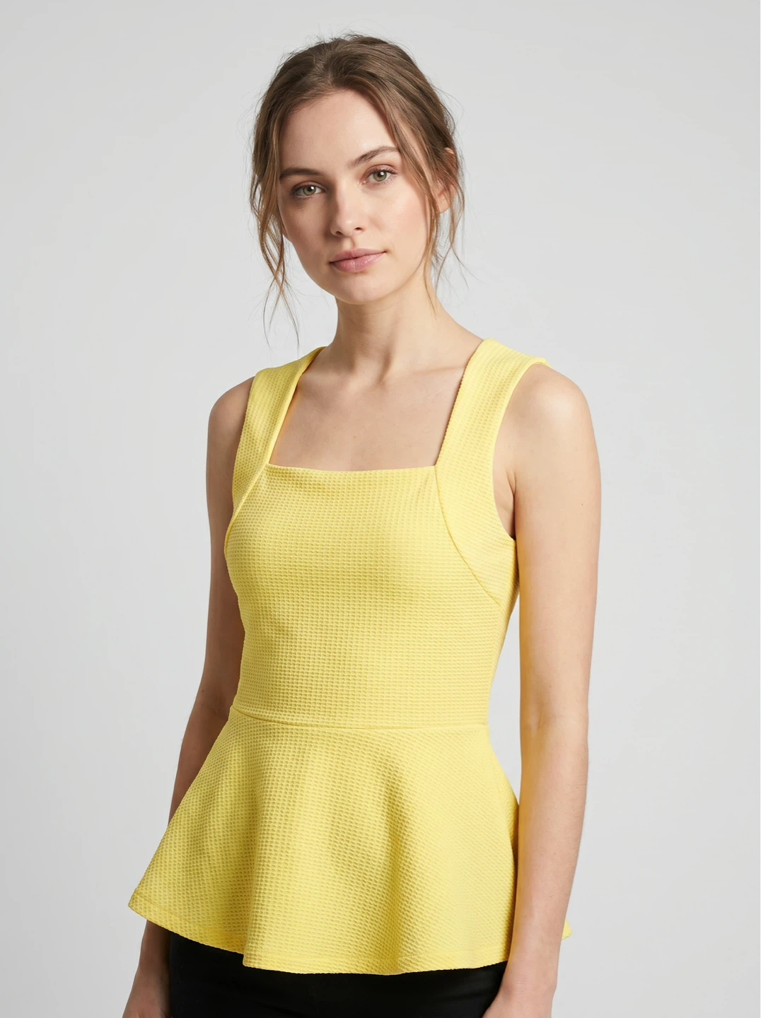Yellow Sleeveless Peplum Top