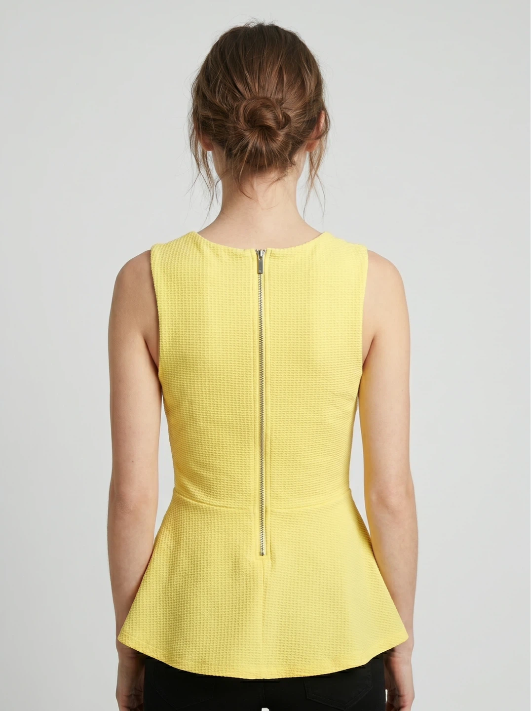 Yellow Sleeveless Peplum Top - photo 2