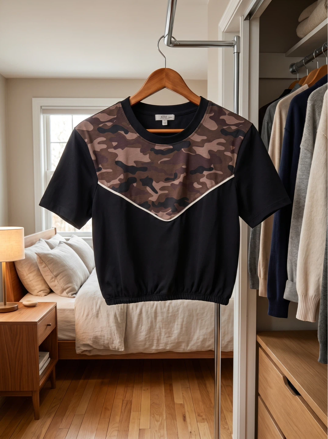 CAMO V-NECK T-SHIRT - photo 3