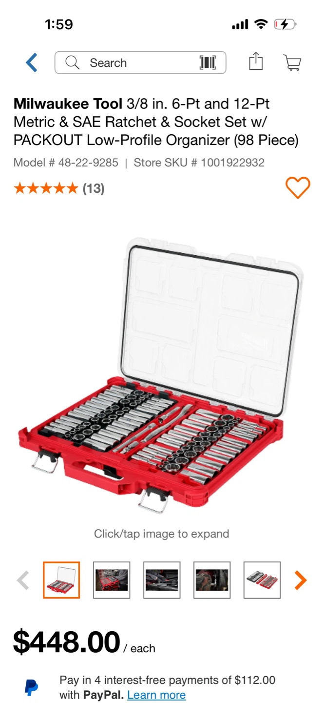 Milwaukee Tool 3/8" Ratchet & Socket Set w/ Organizer (98 Piece)