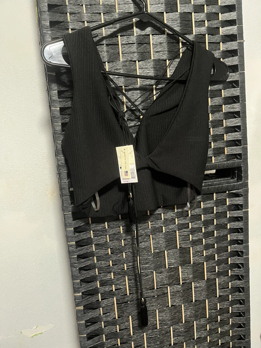 Black Lace-Up Crop Top size XS/S/M - photo 3