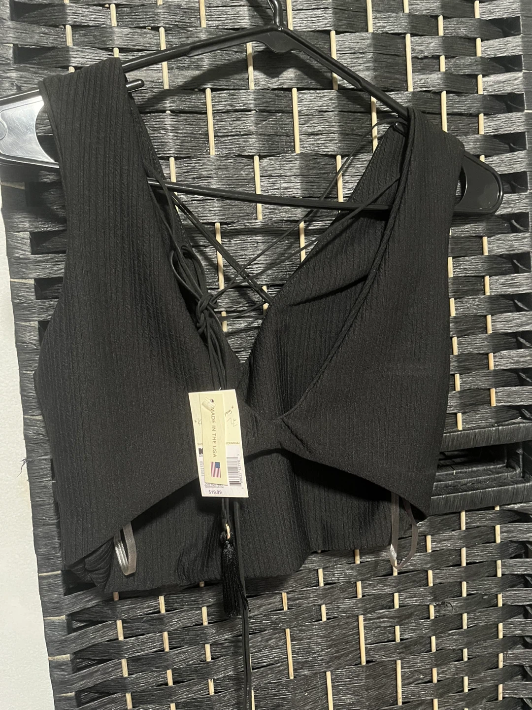 Black Lace-Up Crop Top size XS/S/M - photo 2