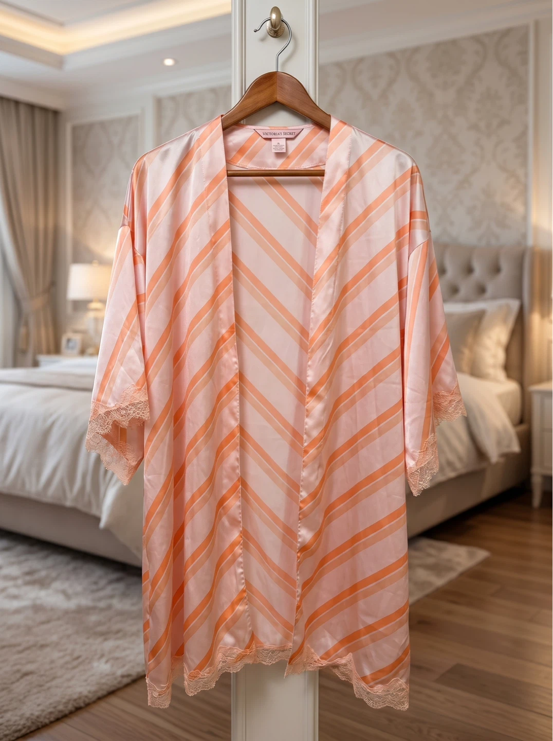 Victoria's Secret Pink Orange Striped Robe - photo 3