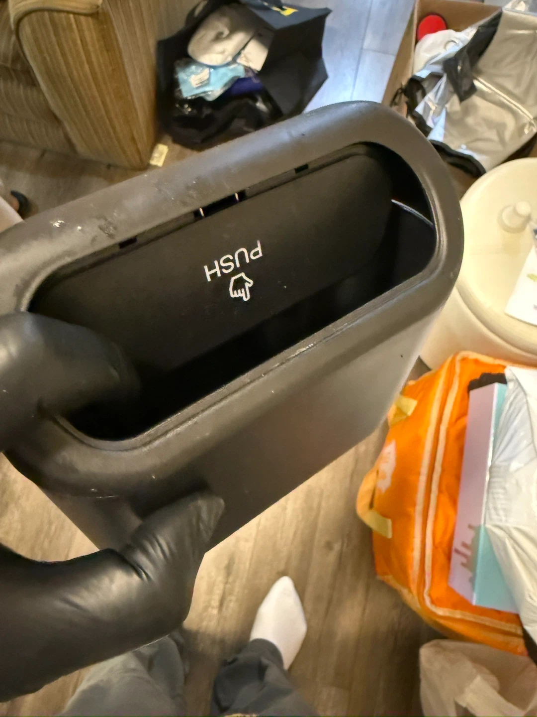 Black Car Trash Can with Push Lid