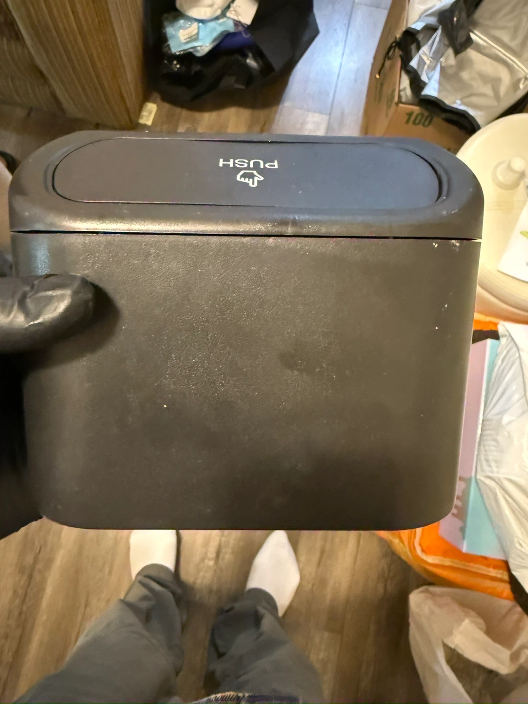 Black Car Trash Can with Push Lid - photo 2