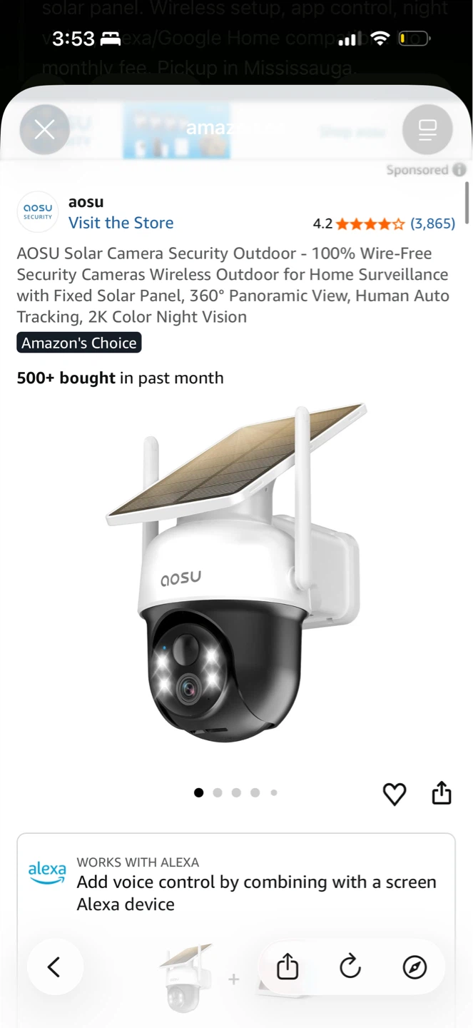AOSU Solar-Powered Wireless Security Camera