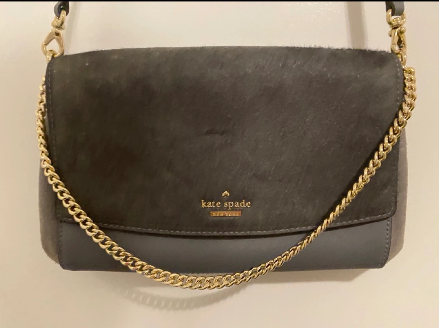 Kate Spade Grey Suede & Leather Crossbody Bag