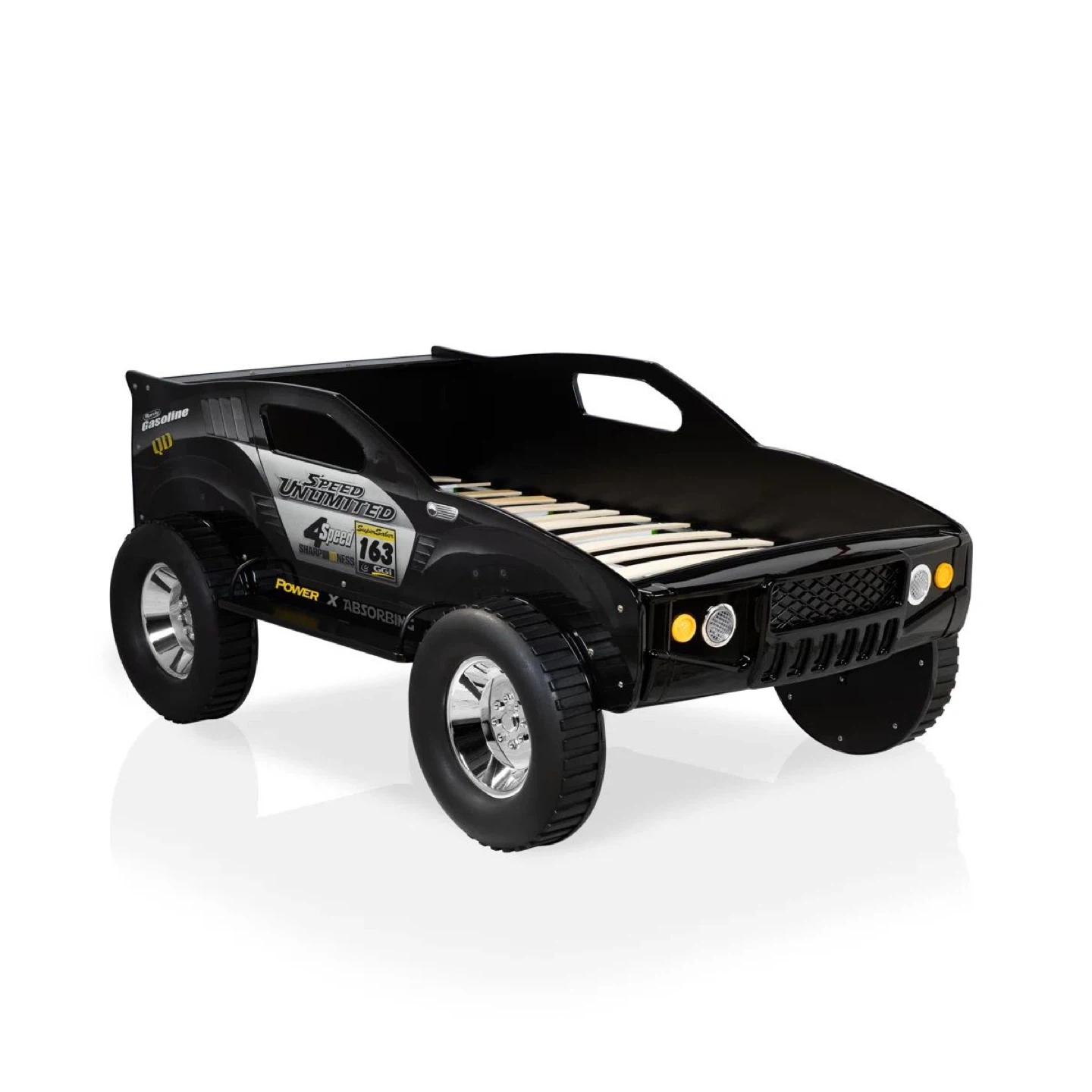 Kids Black Monster Truck Race Car Bed