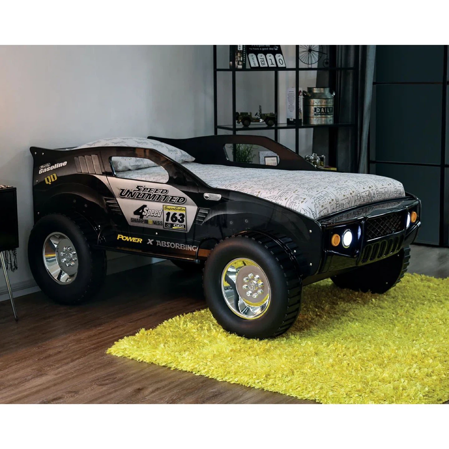 Kids Black Monster Truck Race Car Bed - photo 3