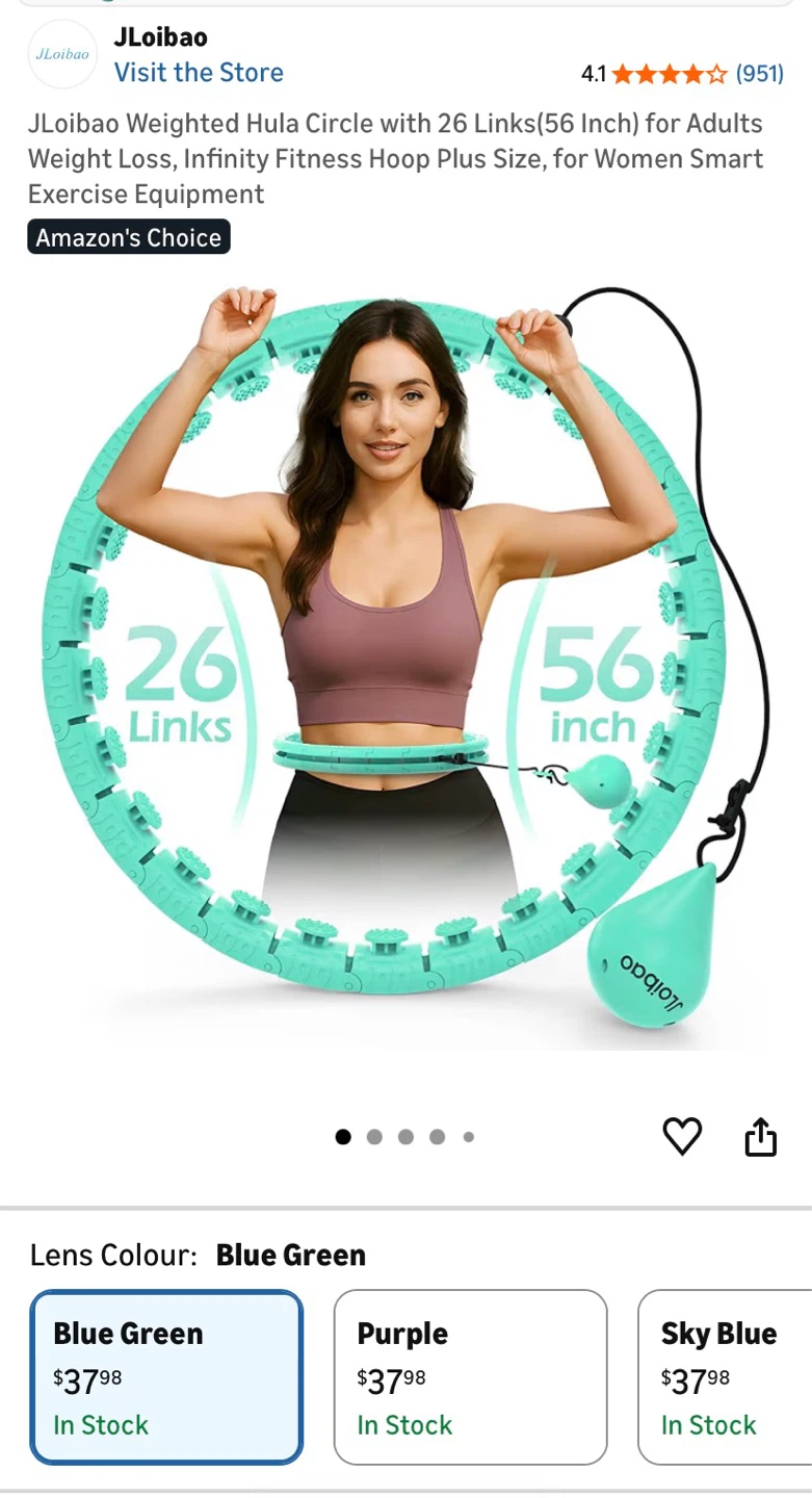 JLoibao Weighted Hula Hoop 26 Links (56 Inch)