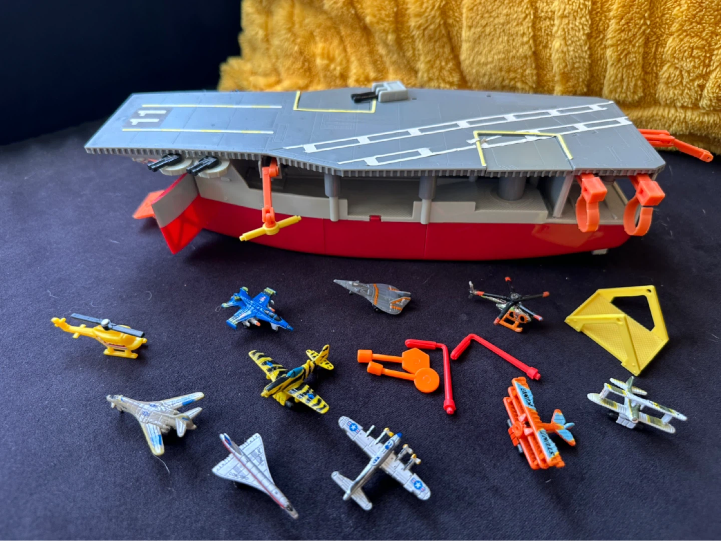 Vintage 1990 Micro Aircraft Carrier Jets Helicopters